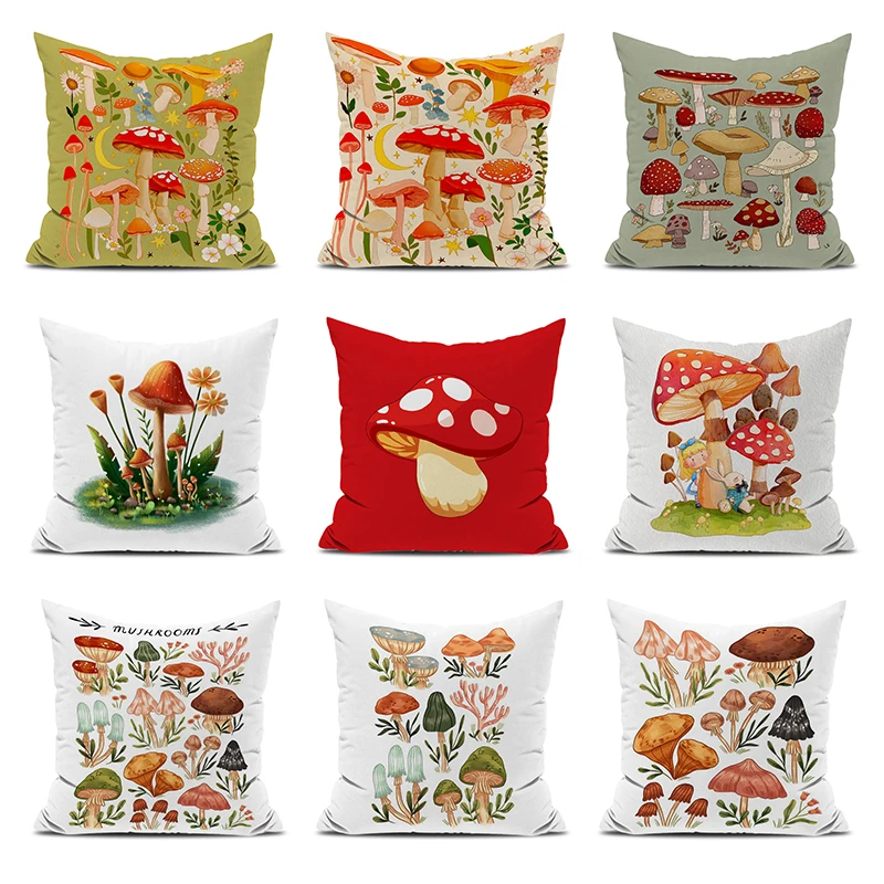 

Decorative Pillows Mushroo Cushion Cover 45*45 Pillowcase Decor 40x40 Couple Pillow Pillowcases 50x50 Car Decoration Pilow Cases
