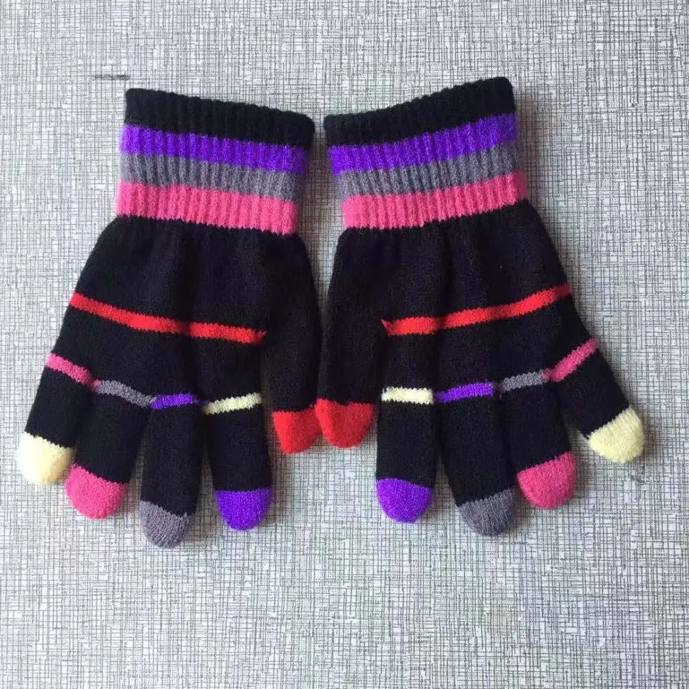 Knitted Fingerless Kids Gloves Thick Mittens for Winter