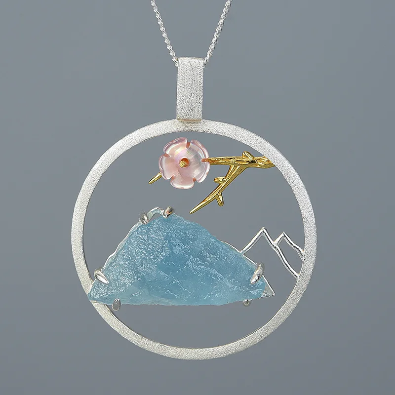 Natural Raw Stone Bird Whisper Pendant 925 Sterling Silver Creative Handmade Design Fine Jewelry pendant necklace silver necklace silver pendant