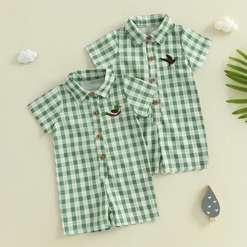 Plaid Baby Boy Romper 1