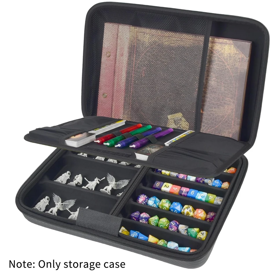Estuche Organizador Para Dados DND - Caja De Dados Con 15 Compartimentos, Bolsillo De Malla Y Asa, Material EVA