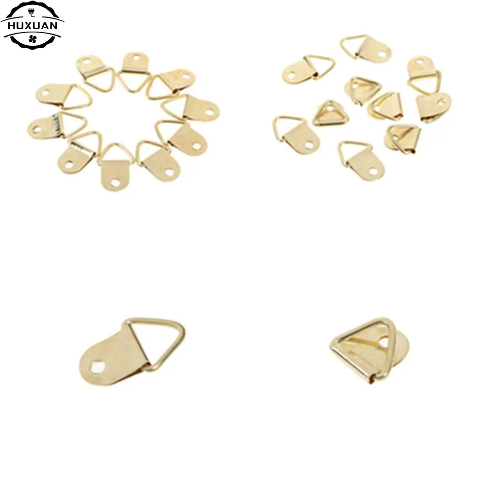 Strong Golden D Rings Decor Picture Frames Hanger Hooks Hanging Triangle Screws Helper 9x20mm 10Pcs picture frame hangers hanging hooks round d ring buckle