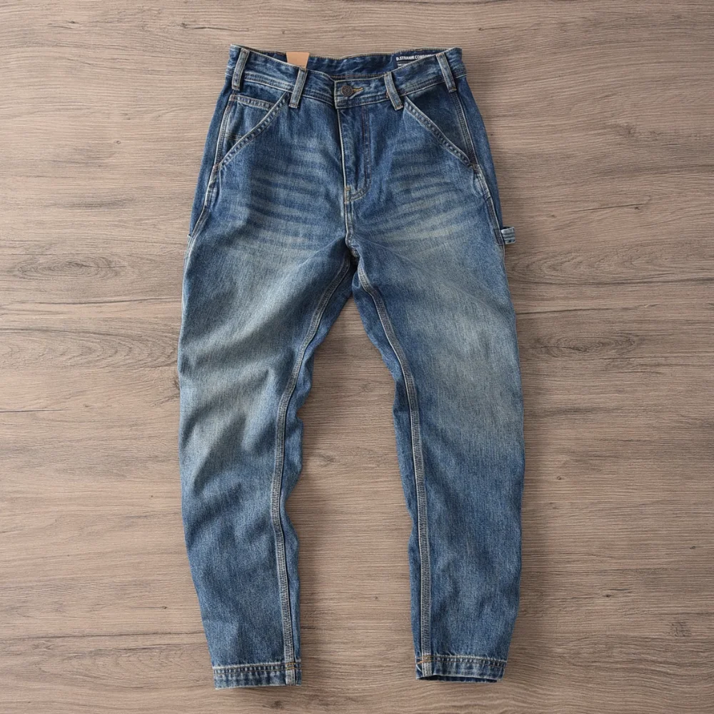 

Heavyweight Stonewashed Distressed Jeans, Retro Style for Men