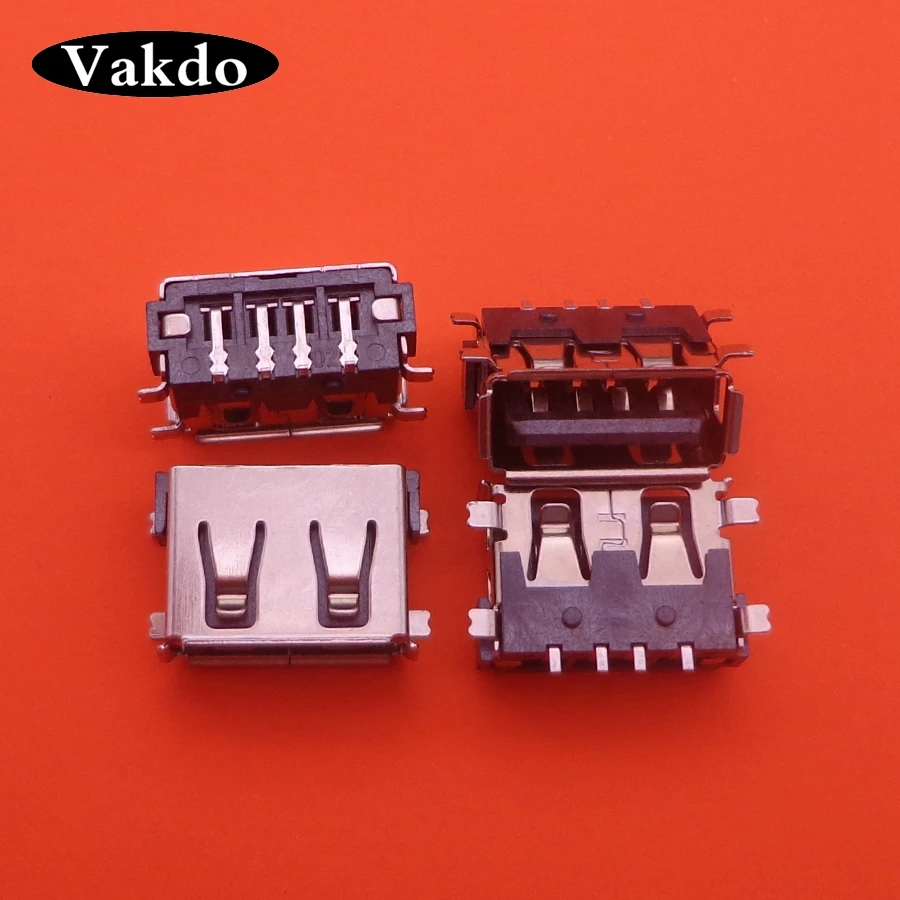 

50Pcs/Lot Female Warp Edge USB 2.0 4 Pin Type A SMT 4 Feet 180 Degree Crimping Charge Plug Socket Jack Connector Wire Adapeter