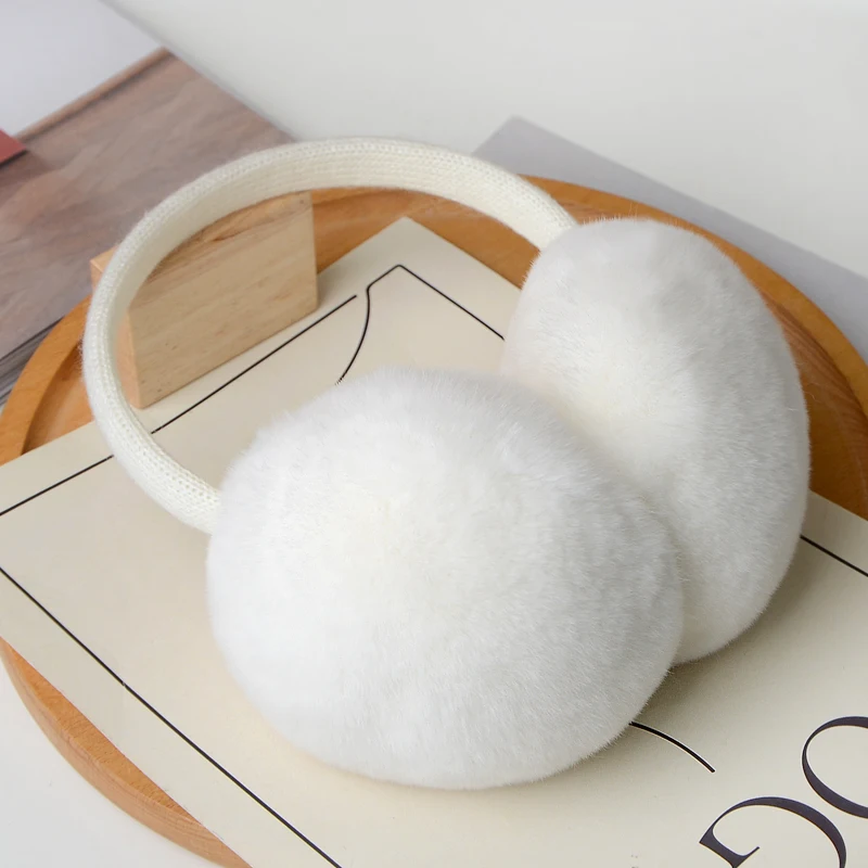 MPPM Natural Rex Rabbit Fur Earmuffs Winter Accessories for Women Winter Ear Muffs Fluffy Earmuff Ear Cover warm earmuffs fur earmuffs