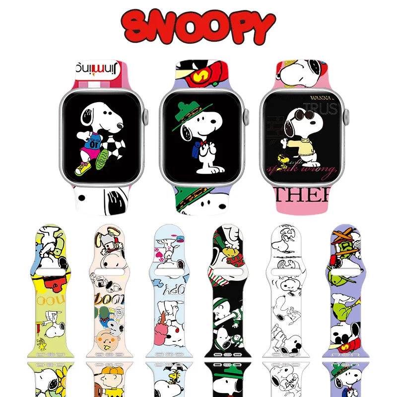 Cinturino In Silicone Snoopy Per Cinturino Apple Watch 49Mm 44Mm 45Mm 42Mm 40Mm 38Mm 41Mm Bracciale Iwatch Apple Watch 6 5 3 Se 7 Regali Anime