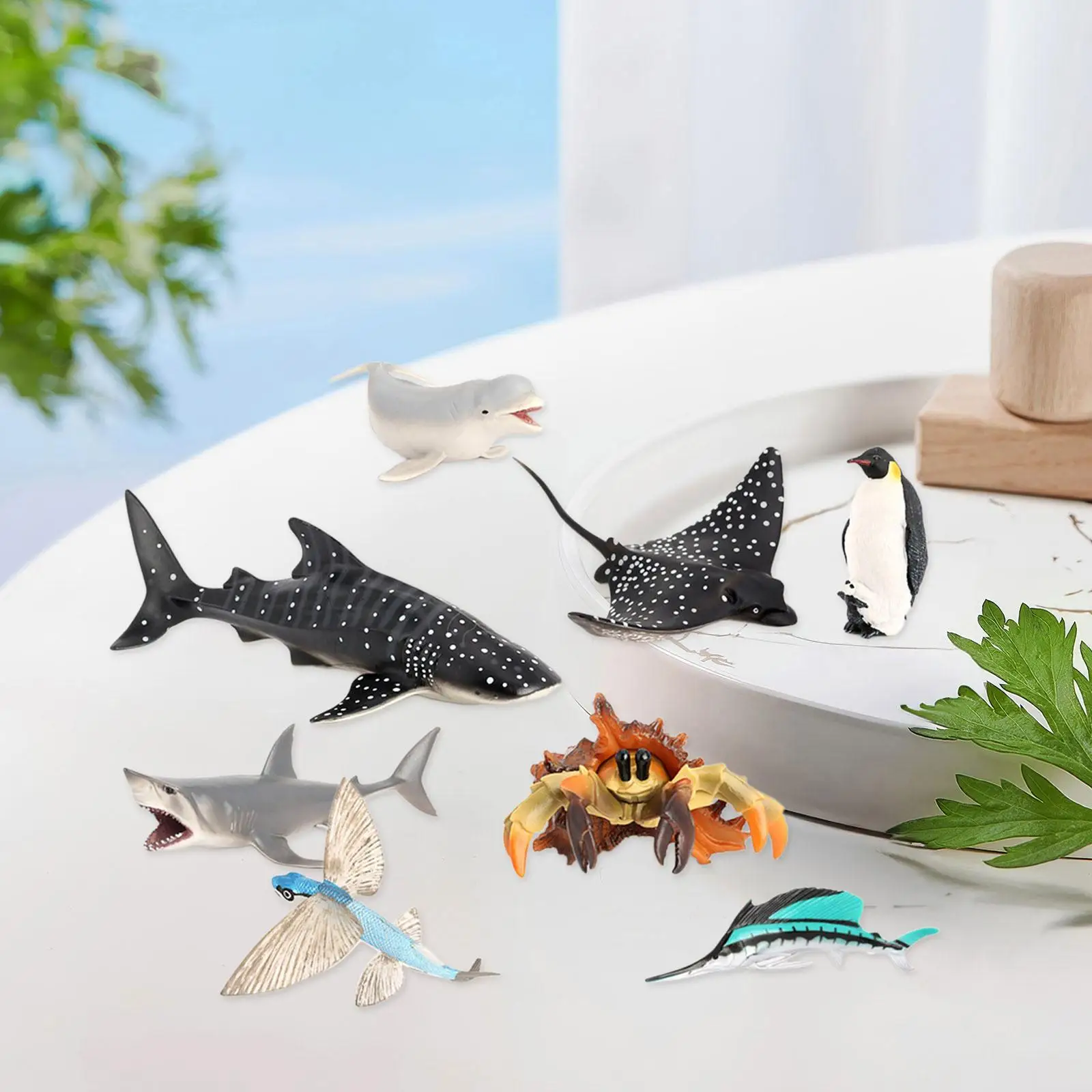 

8x Marine Animal Model Realistic Deep Sea Animal Figurines Simulation Sea Life Creatures Toys for Gift Cake Toppers Desktop