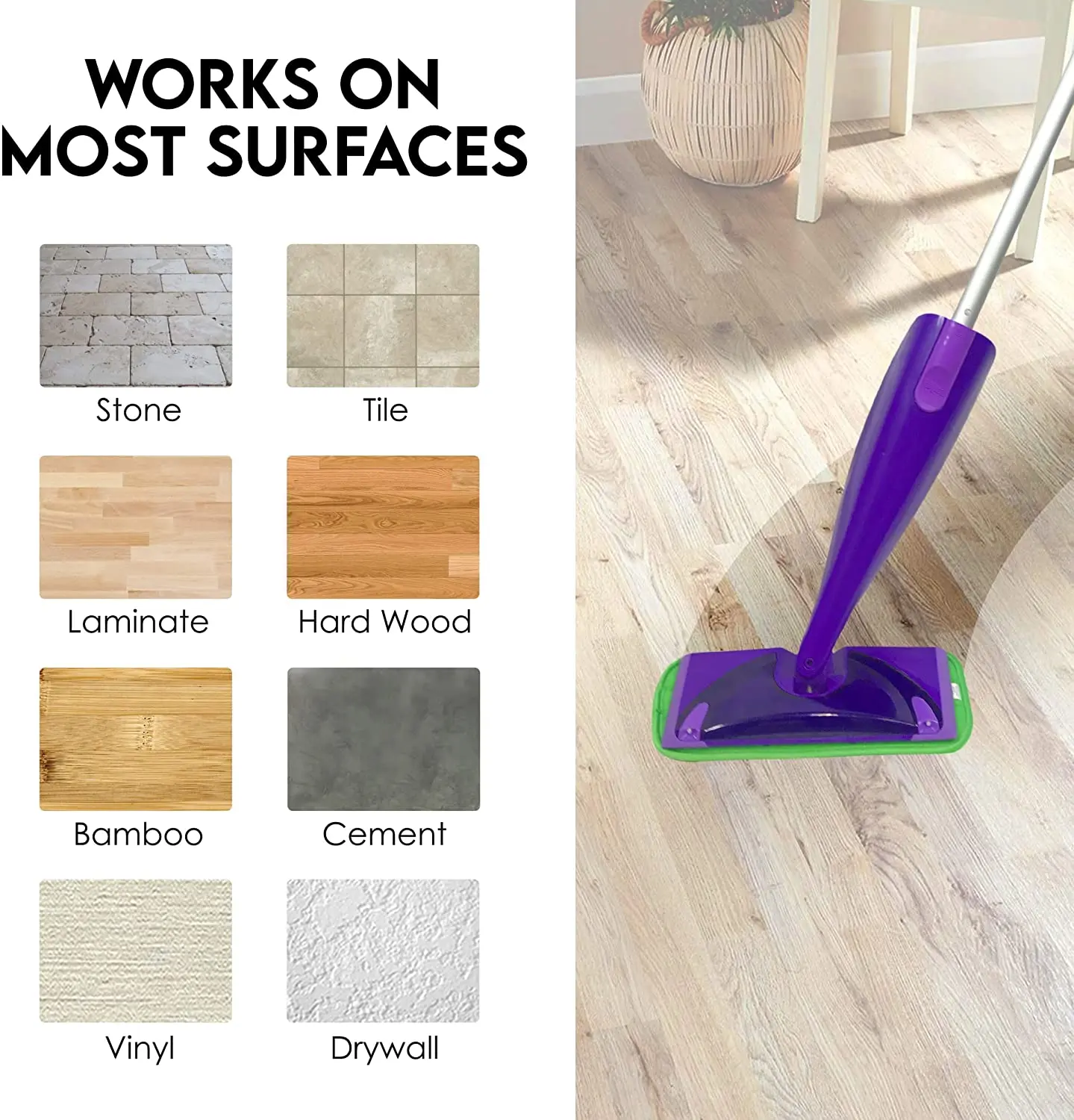 4 Panni Microfibra Per Mop - Lavabili, Riutilizzabili, Per Pavimenti Legno, Marmo, Piastrelle - Foto 4