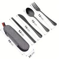 Portable Cutlery Set with Case Camping Utensils Kit Includes Spoon Fork Knife Chopsticks Travel Flatware for Outdoor Picnic 2