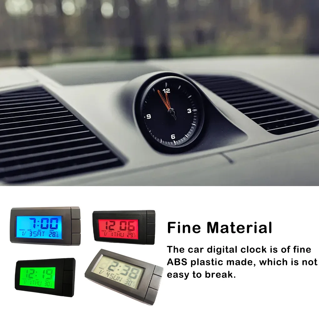 Mini Car Dashboard Digital Clock Vehicle Self-Adhesive Clock with LCD Time  Day Display Automotive Stick