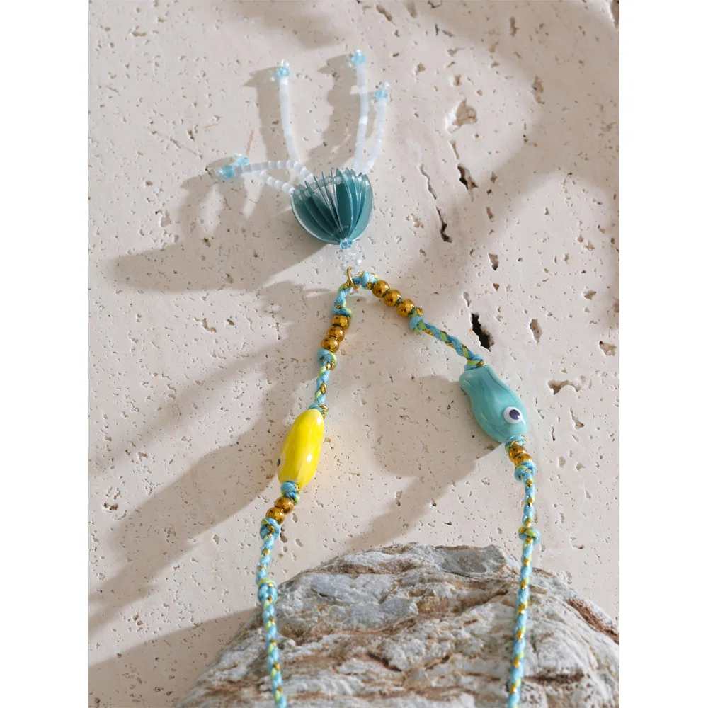 Yhpup Ceramic Fish Pendant Necklace