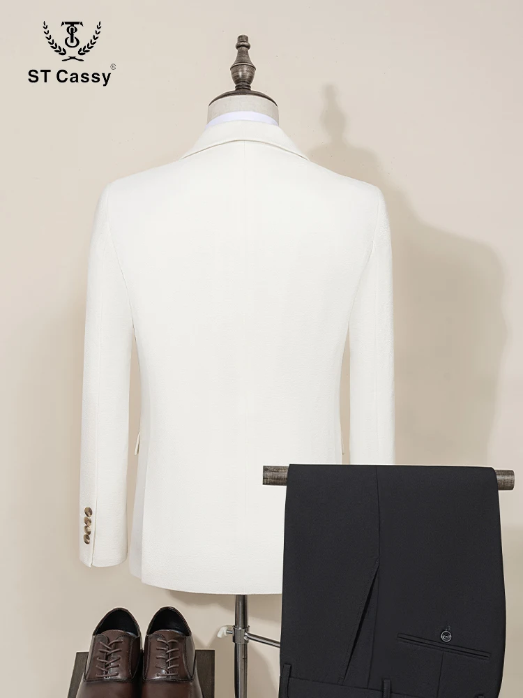 ST Cassy High Quality white elegant evening gown Tuxedo Prom man Suit Party Dress Slim fit casual suit wedding three-piece