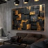 Luxury Abstract Geometric Canvas Wall Art Square Rectangle Decor Black and Gold Painting Print Interior Decor Cuadros