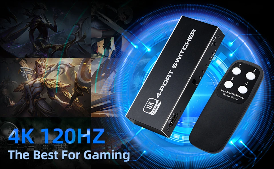 2026 Switcher HDMI 2.1-compatible 4K 120Hz 4 in 1 out 2 in 1 out 8K 60Hz Switch