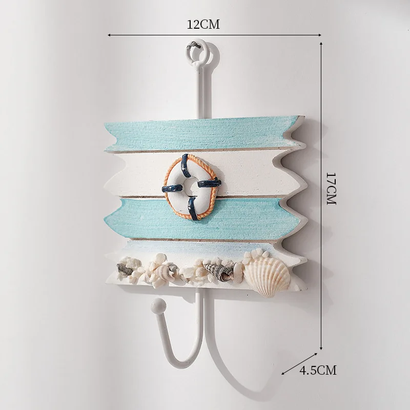 Mediterranean Style Hooks Decorative Wall Hook Nautical Coat Hanger Ocean Decor Key Hanger Beach Wall Home Decoration Wood Decor 5