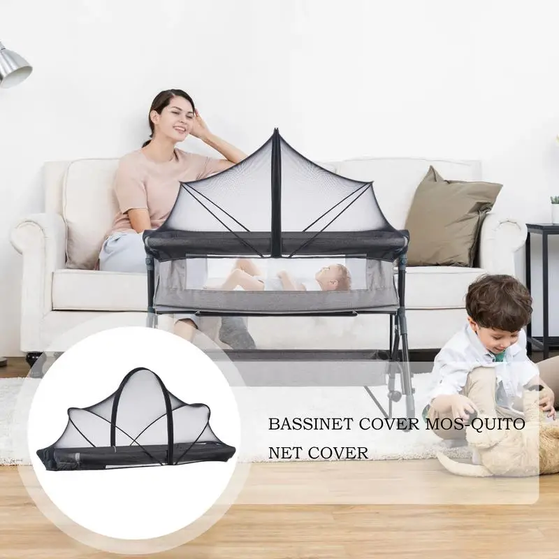 Crib Netting Mesh Portable Bassinet Cover Mos-quito Net Cover For Playard Cradle Co-Sleeping Travel Camping Outdoor Naps