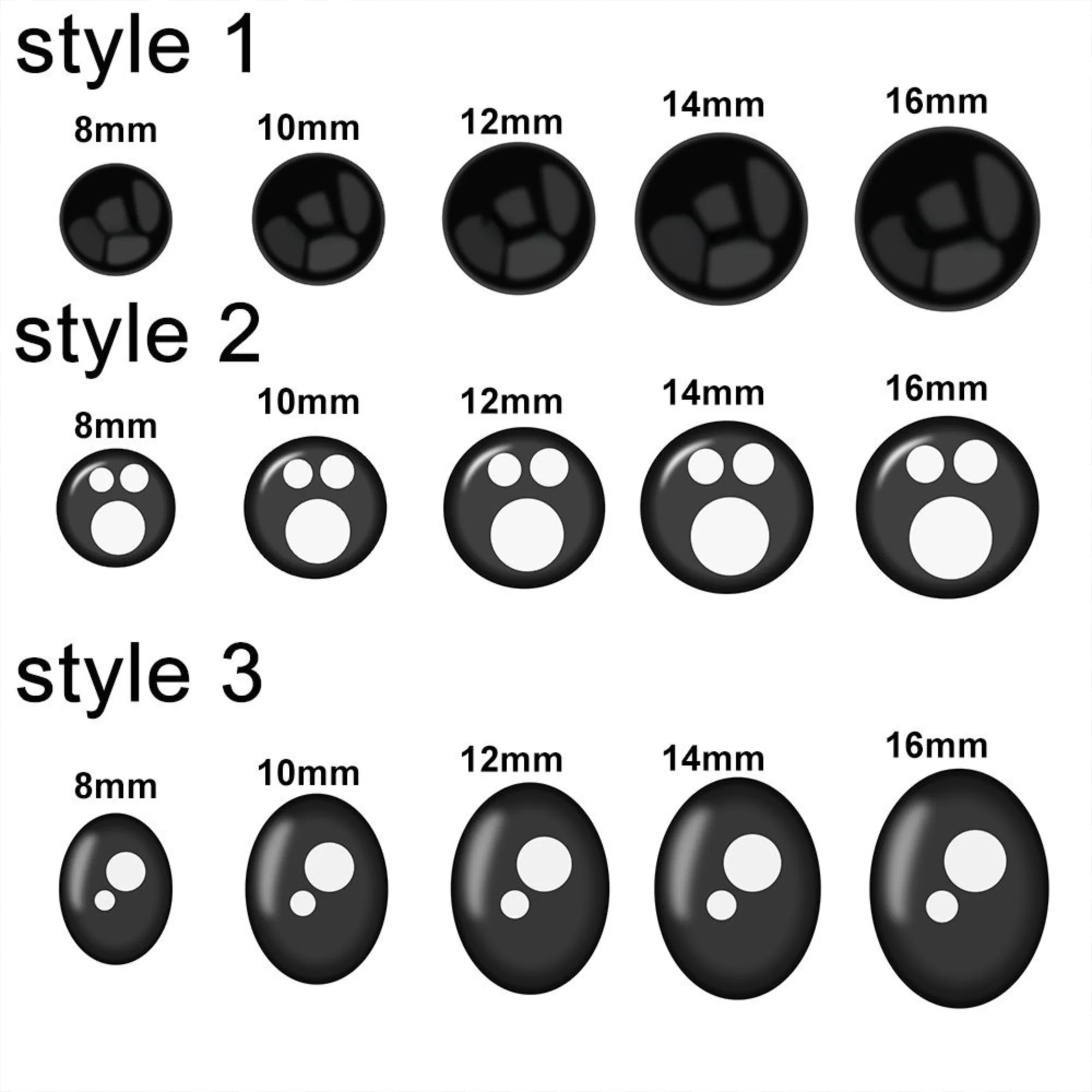 100 Stück 8/12/14 mm Kawaii Puppenaugen Cartoon Sicherheitsaugen Nase Spielzeug Teddybär Stofftiere DIY Snap Tierpuppe Puppenzubehör – Detail 1