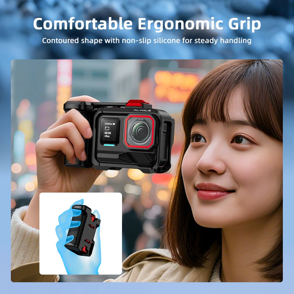 Insta360 Ace Pro 2/Ace Pro 카메라용 플라이마일 카메라 그립 홀더, 셔터 버튼, 사진 촬영용 핸들, 흔들림 방지
