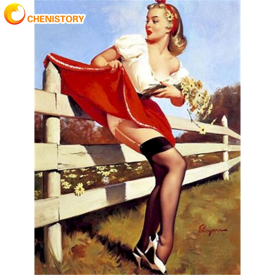CHENISTORY 60X75cm Paint By Numbers Diy Dropshipping For Adult Kits Figure Painting Canvas By Number Home Decoration