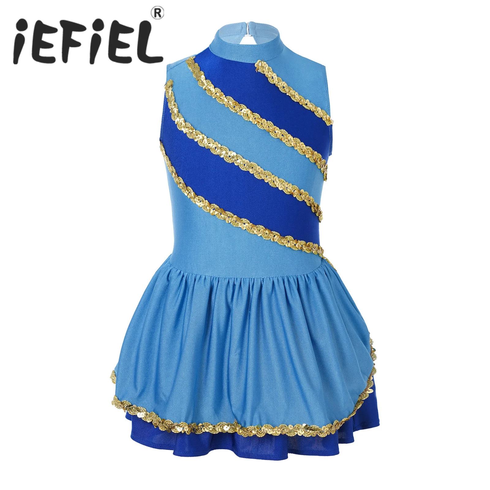 Kids Girls Cheerleader Costumes Sequins Girls Dancewear Sports Competition Cheer Up Dance Dress For Cheerleadering Uniform