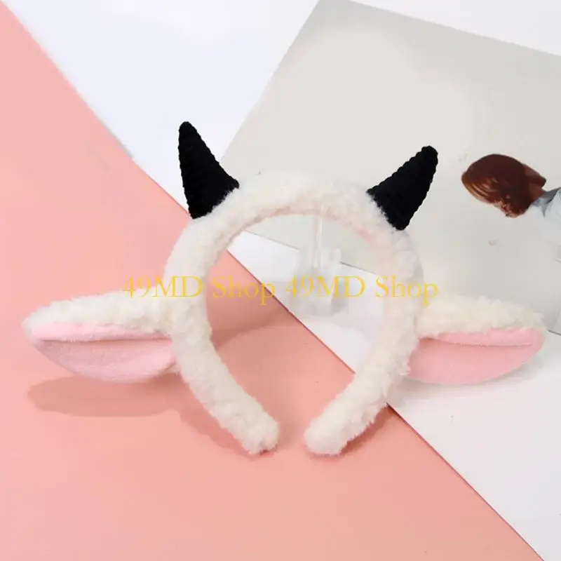 49md Plüsch Schaf Ohrstirnband Cartoon Hörner Haarhoop Kinder Cosplay Kostüm Kopfbedeckung – Detail 7