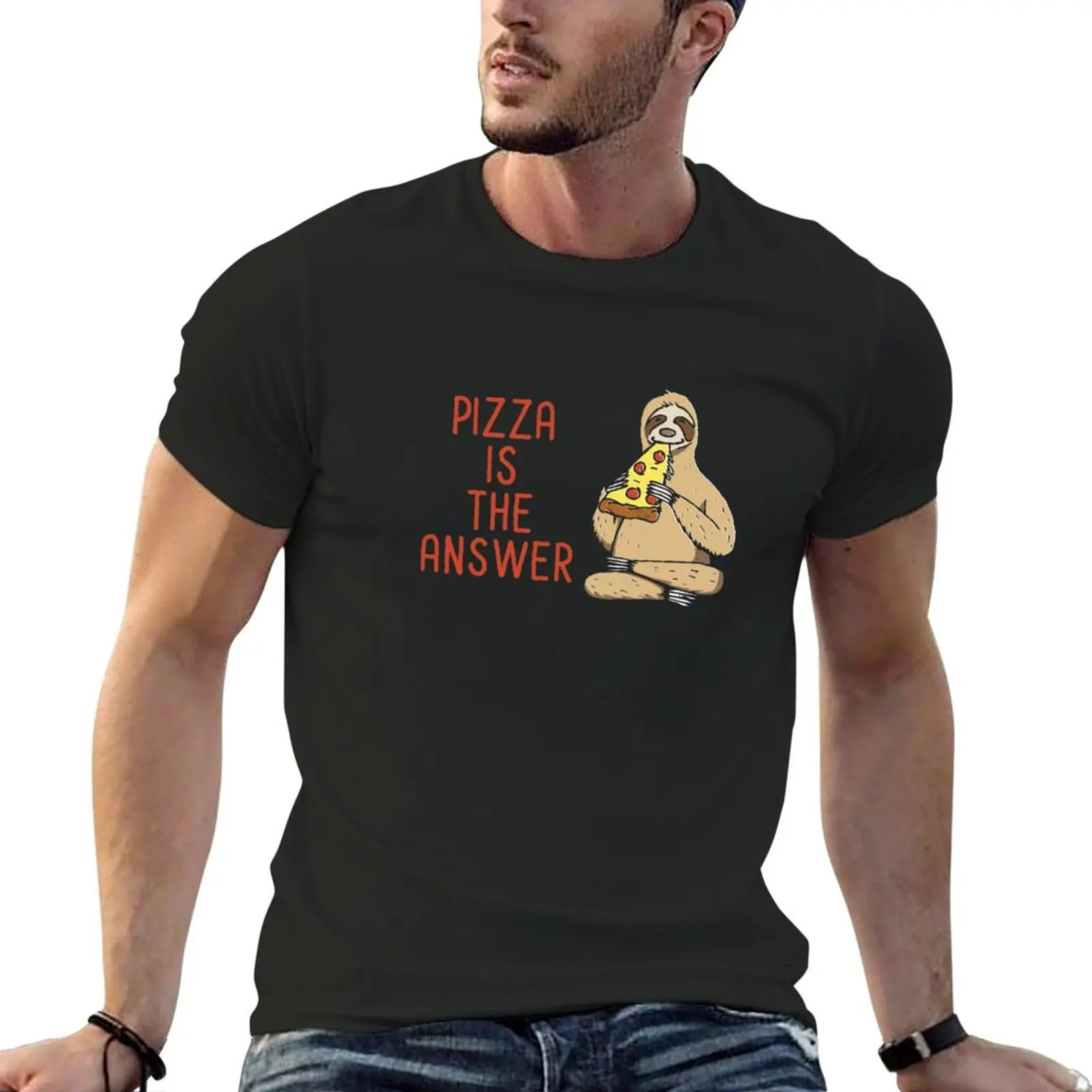 

New Pizza Lover Sloth T-Shirt Short sleeve black t shirt t-shirts man Short sleeve tee Men's clothing