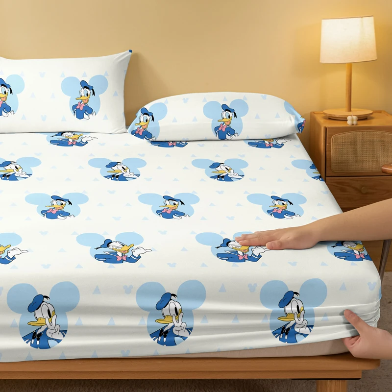 1 cartoon cute Donald Duck pattern digital printed frosted Fitted Sheett,bedroom printed bed cover,bedding(No pillowcase) 3