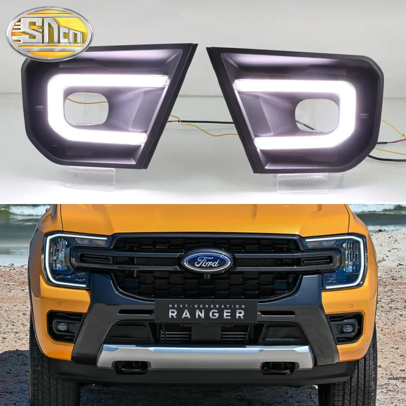 2Pcs Led Daytime Running Light Per Ford Ranger 2022 2023 Wildtrak Indicatore Di Direzione Dinamico Per Auto 12V Led Drl Lamp