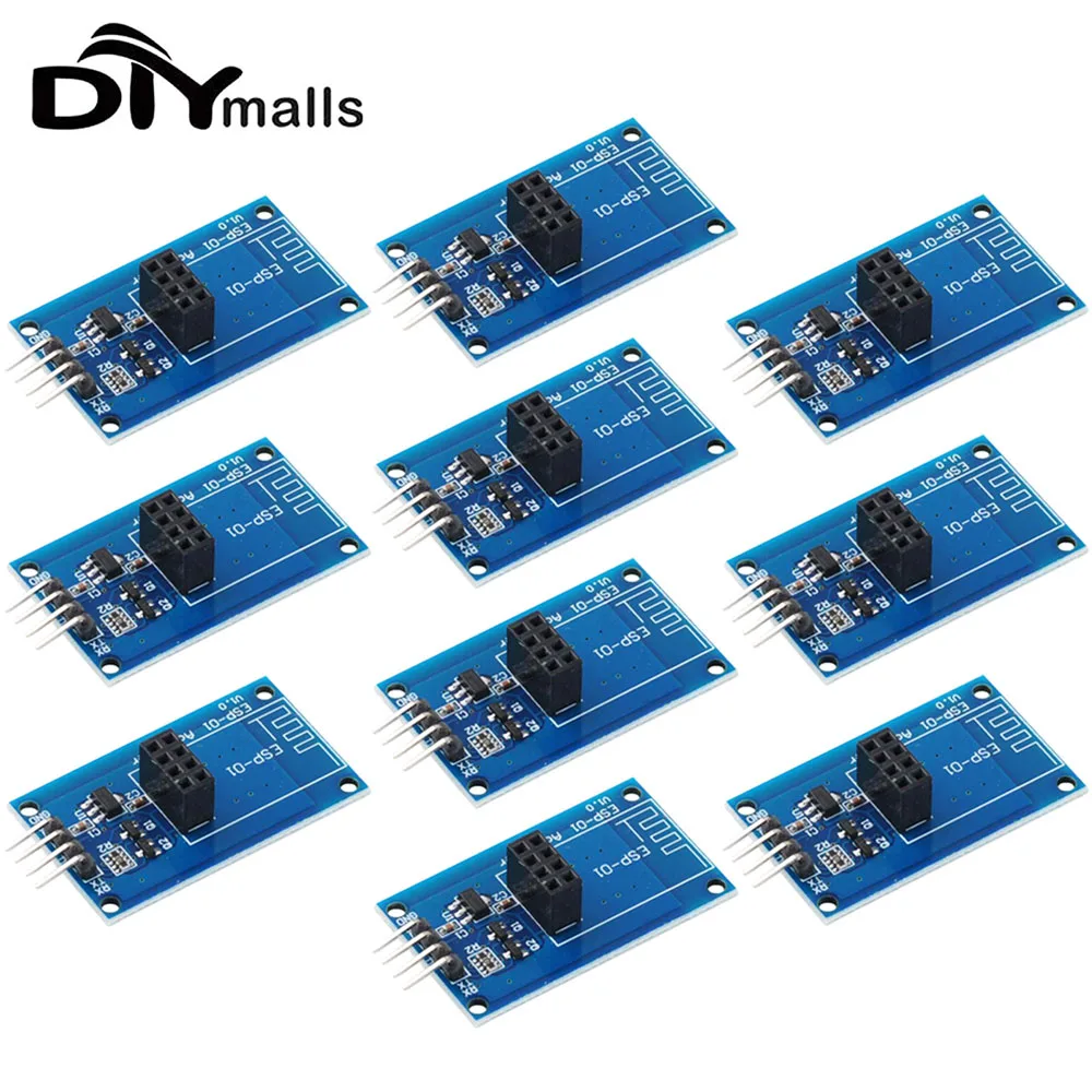 

10PCS ESP8266 ESP-01 ESP01 WiFi Serial Wireless Transceiver Adapter Module 3.3V 5V Esp01 Breakout PCB Adapters for arduino