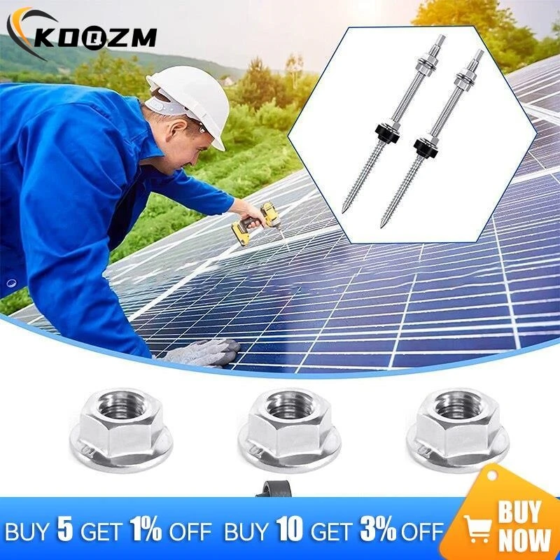 Hanger bolts M10 x 200/250 mm 304 stainless steel PV system pre-assembled height adjustable