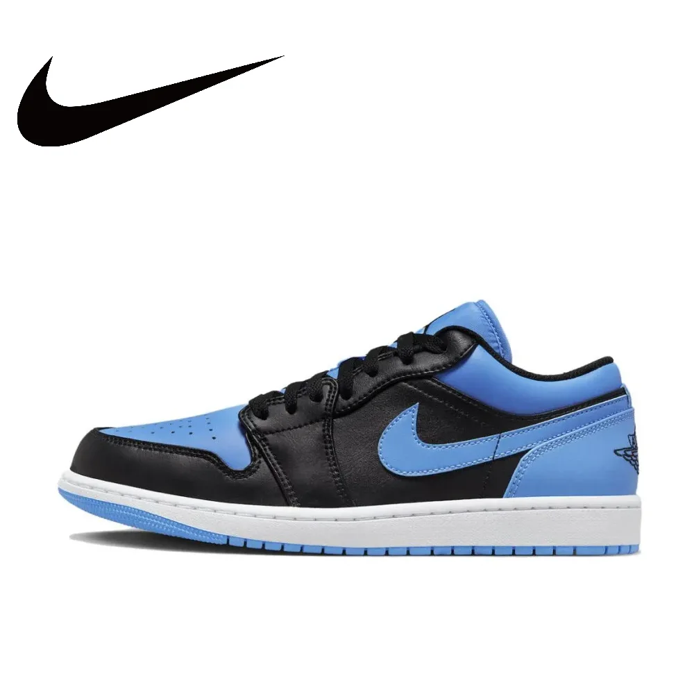 thumbnail image 1 of Zapatillas de baloncesto Nike Air Jordan 1 Low Retro Low Top para hombre, color negro y azul, 1 of 4