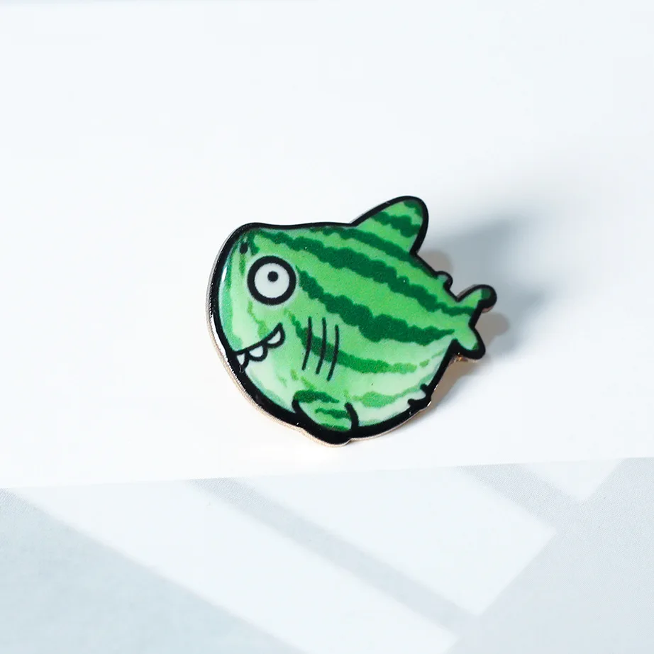 Spilla Di Melone Di Squalo Divertente E Alla Moda Personalità Design Di Anguria Di Squalo Distintivo In Metallo Cartone Animato Carino Gioielli Regalo