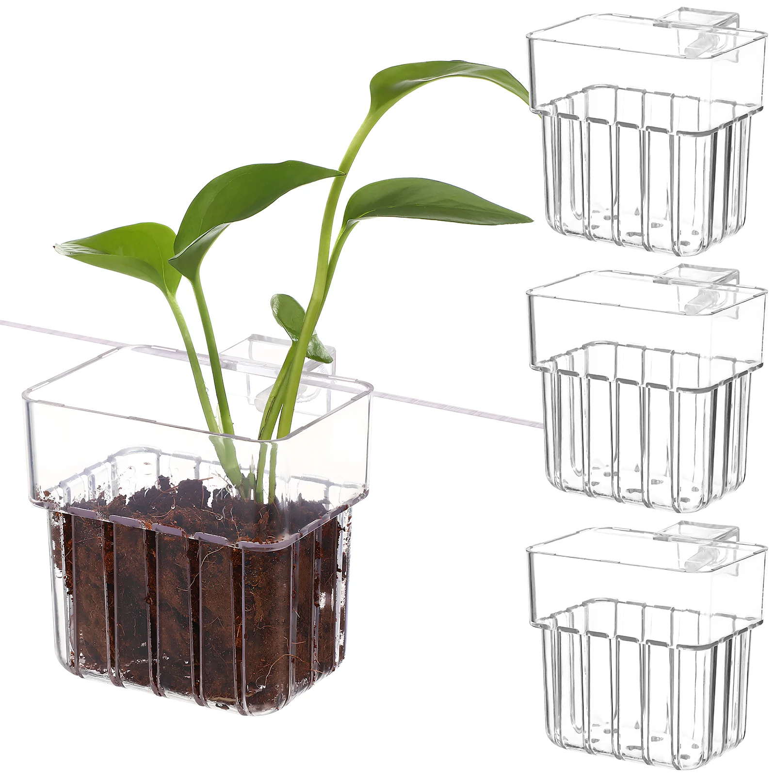 4 Pcs Hydroponic Plant Cup Aquatic Planter Sponge Holder Stand Aquarium Pots Acrylic Decoration Fish Tank