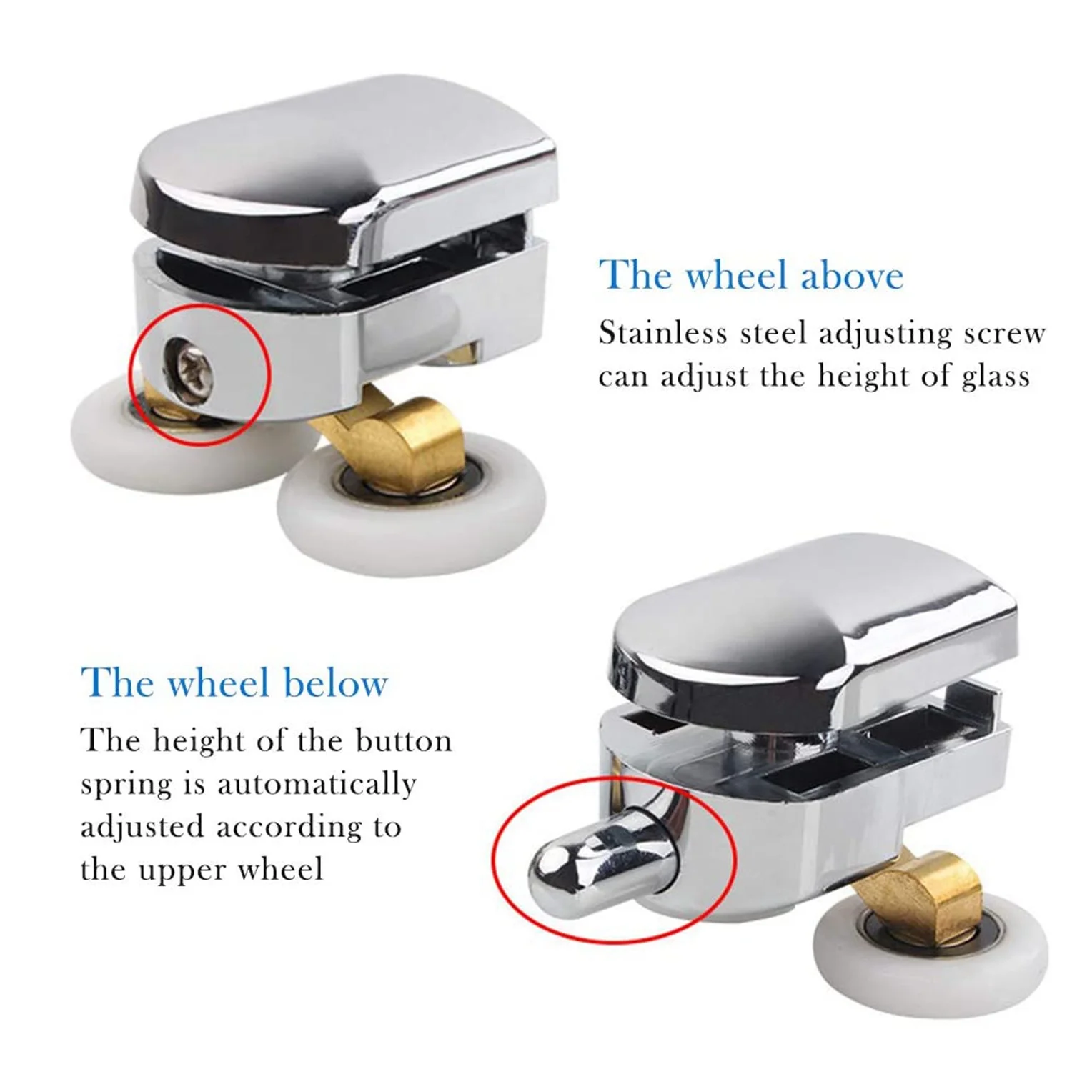 4Pcs 23mm Shower Door Rollers Sliding Shower Doors Wheels Replacement Roller Runner Wheel (2 Top & 2 Bottom ) 2