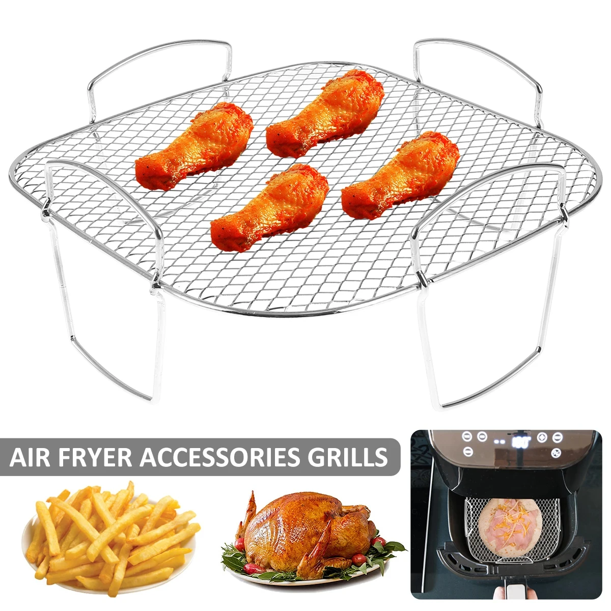 Stainless Steel Stackable Air Fryer Racks for Kitchen