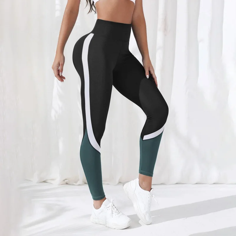 Colorblocked High Waist Yoga Pants Leggings for Women Tummy Control Workout