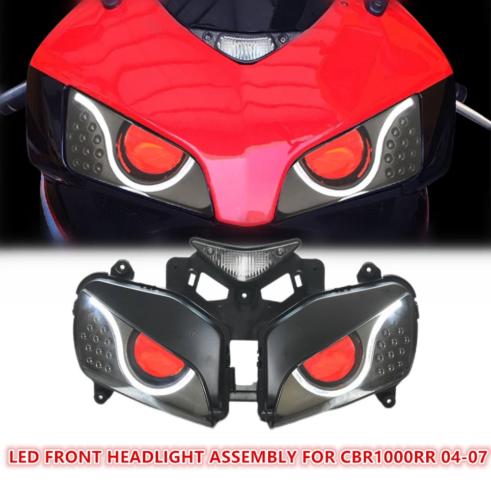

KT Motorcycle LED Headlight Assembly for Honda CBR1000RR CBR 1000 RR 2004-2007 Front Headlamp Assembled Projector V2 US STOCK