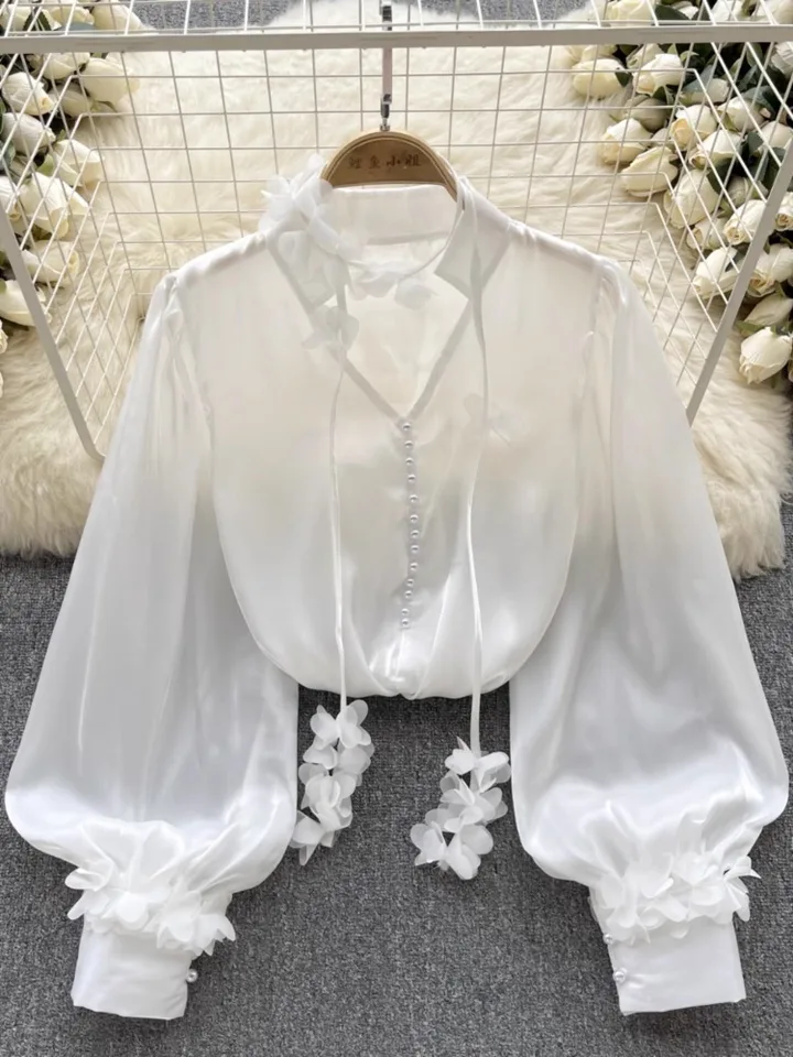 Hikigawa Chic Fashion Women French Vintage Gauze Thin Translucent 