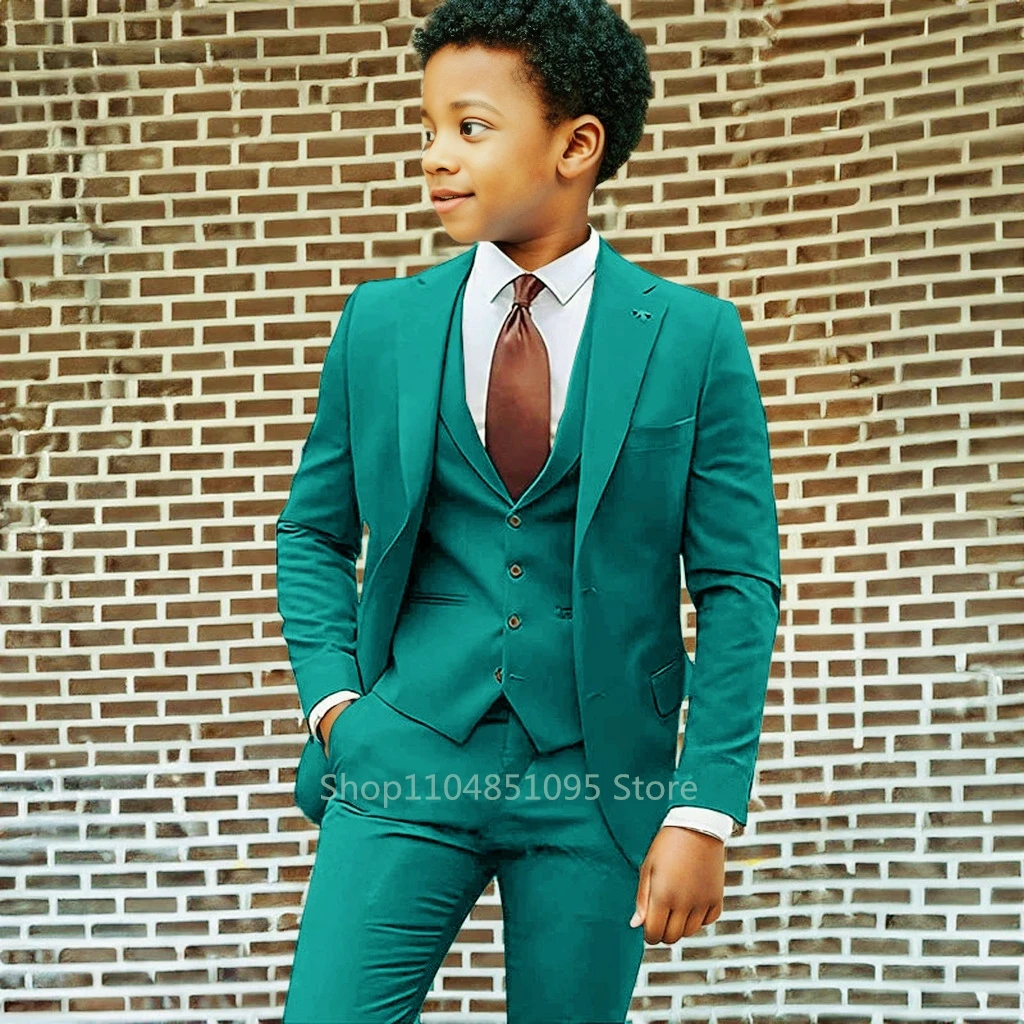 3PCS Boys Suit Kid Wedding Easter Church Outfit Set Teenage School Graduation Prom Photography Performance Birthday Party Tuxedo