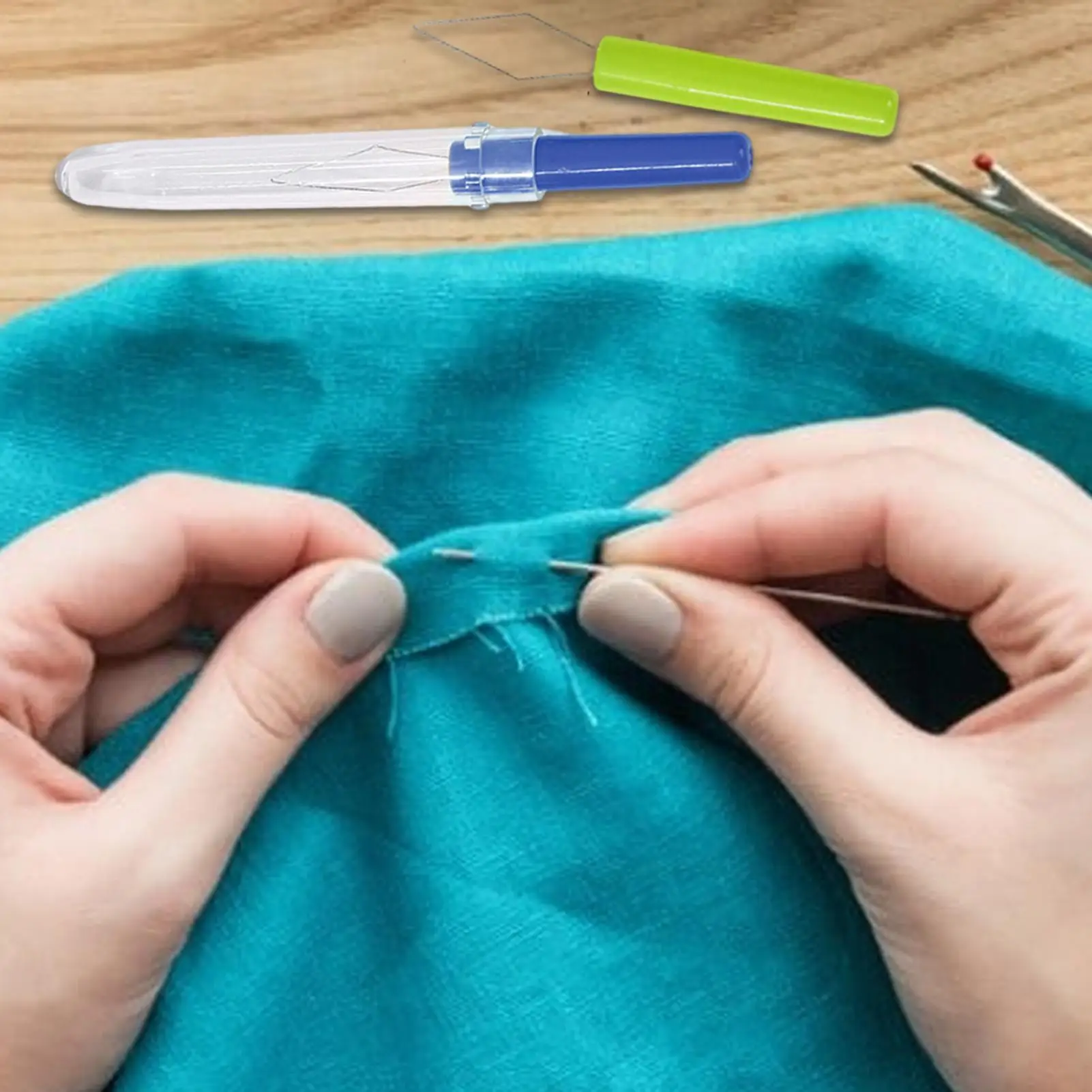커버가 있는 3PCS 자동 바늘 꿰매기 도구, 휴대용 바느질 꿰매기 도구 (손자수, 십자수용), DIY 공예 용품