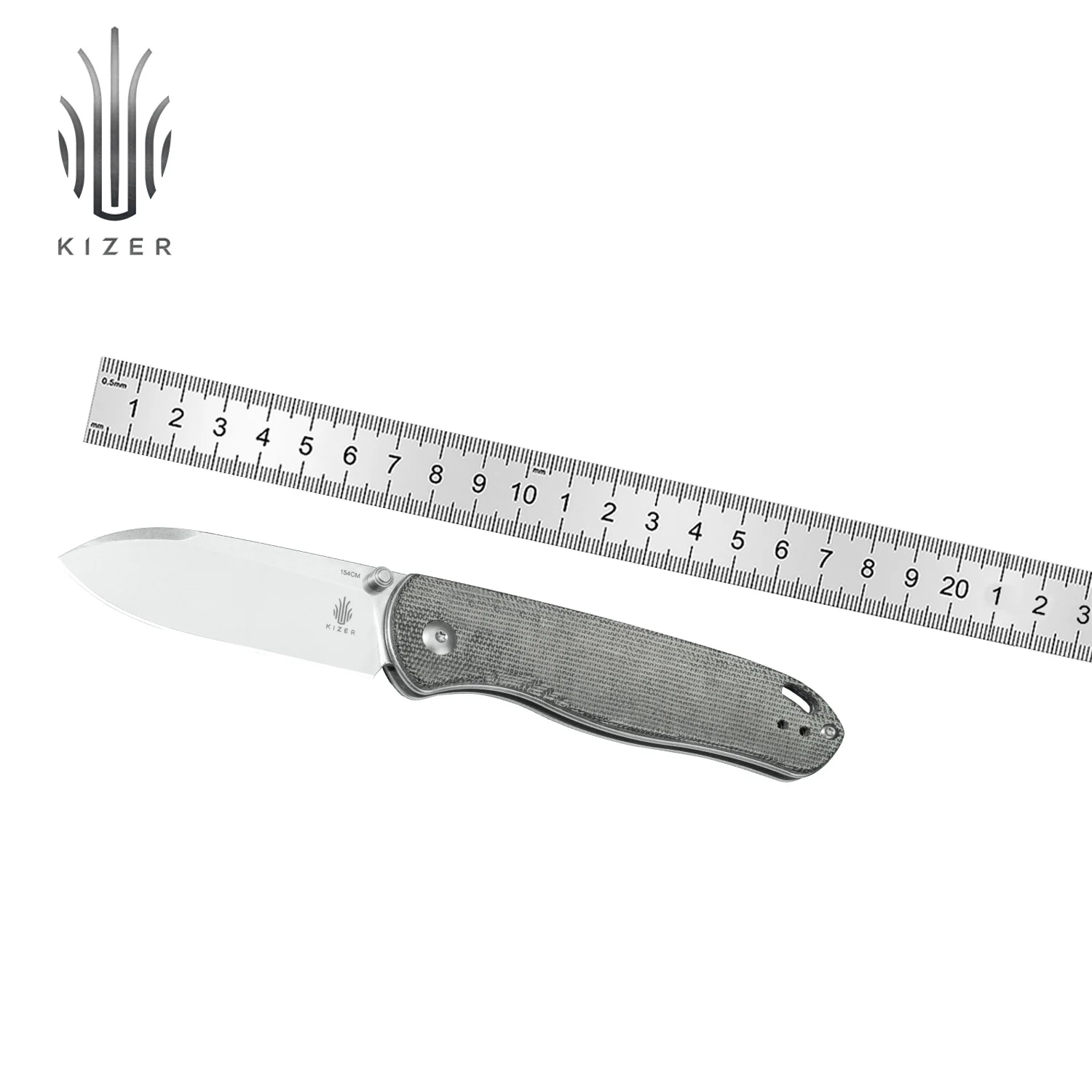 Kizer Pocket Knife Drop Bear V3619C1/C2/C3/C4  Aluminium/Micarta Handle with 154CM Steel Blade Outdoor EDC Knife 3
