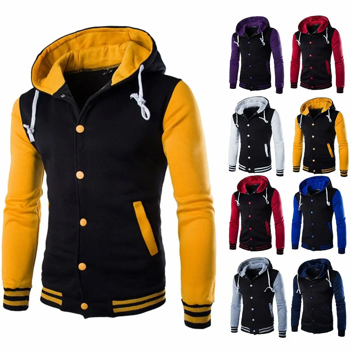Baseball Wear Mens Boy Loose Cardigan Hoody Outerwear Sweatshirts Couple Coat Jumbo Men Jackets Casual Hoodies Button Pocket Siz