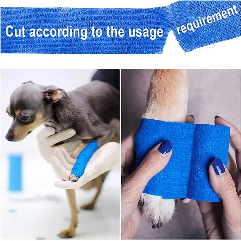 3 Stück Bandage wasserdichte medizinische Therapie selbst klebende Sport muskel band Finger gelenke wickeln Erste-Hilfe-Kit Haustier elastischen Verband – Detail 5