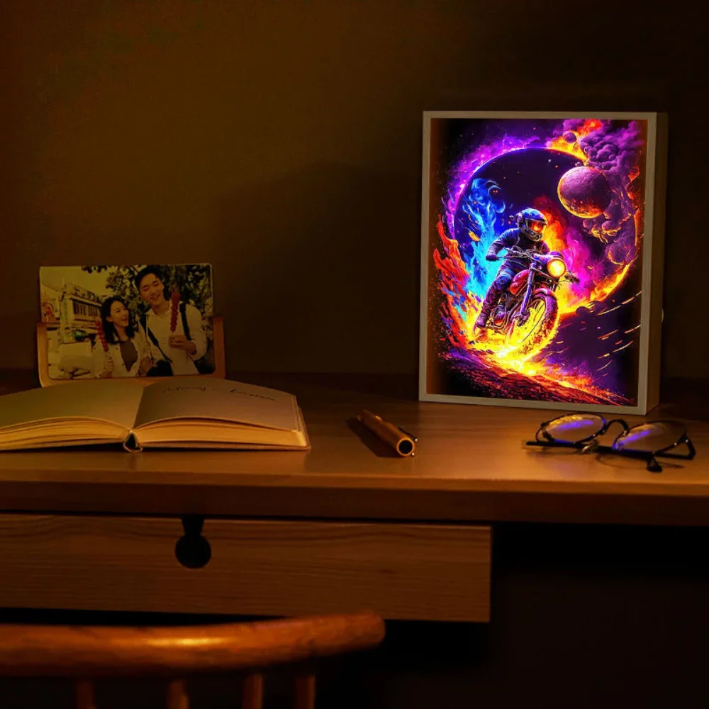 

LED Night Light Painting For Living Room Bedroom Theme Photo Frame Display E-Sports Room Bar Desktop Lamp Decor Birthday Gifts
