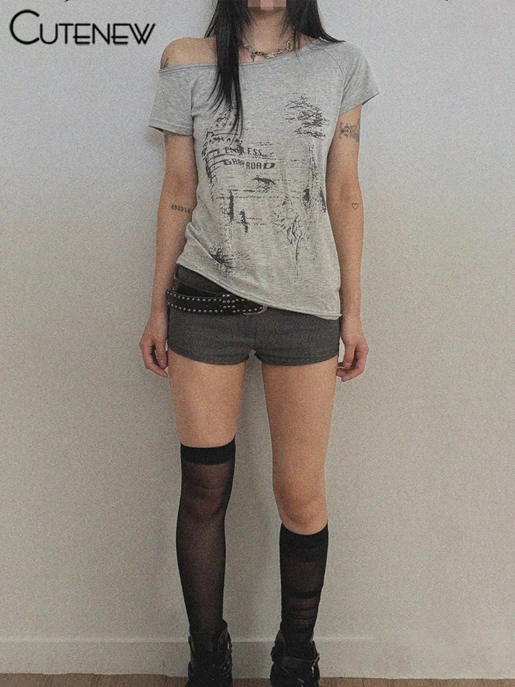Camisetas de moda para mujer, con estampado de letras irregulares, clásicas de verano, de manga corta, básicas, para mujer, estilo urbano salvaje a juego.