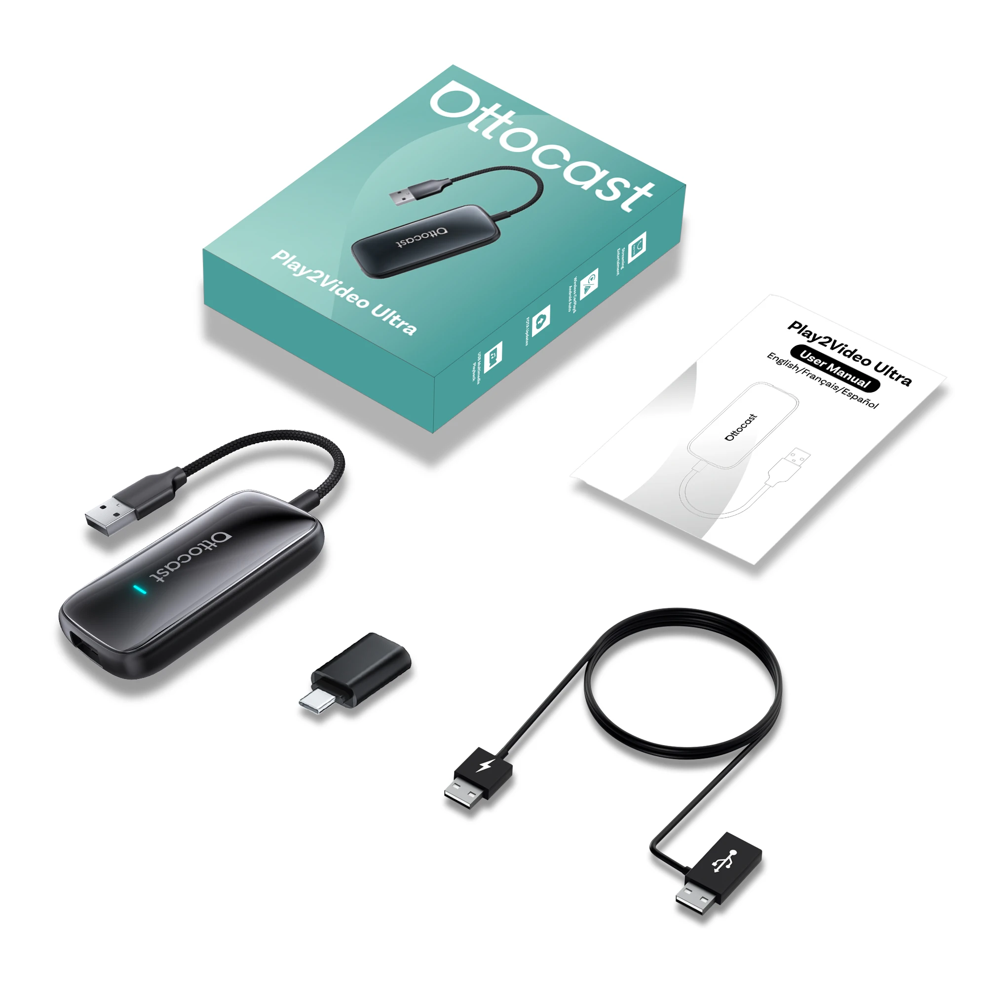 OTTOCAST Play2Video Ultra Wireless CarPlay Android Auto