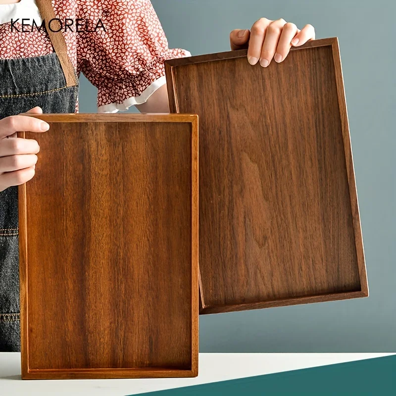1PCS Retro Wooden Storage Tray Home Kitchen