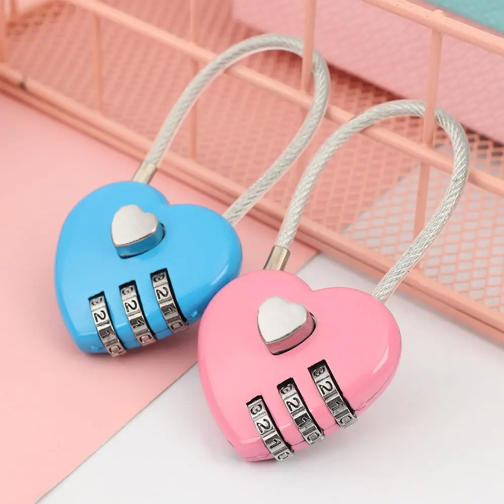1Pc Heart Shape Padlock Dial Digit Password Lock Luggage - Main Image