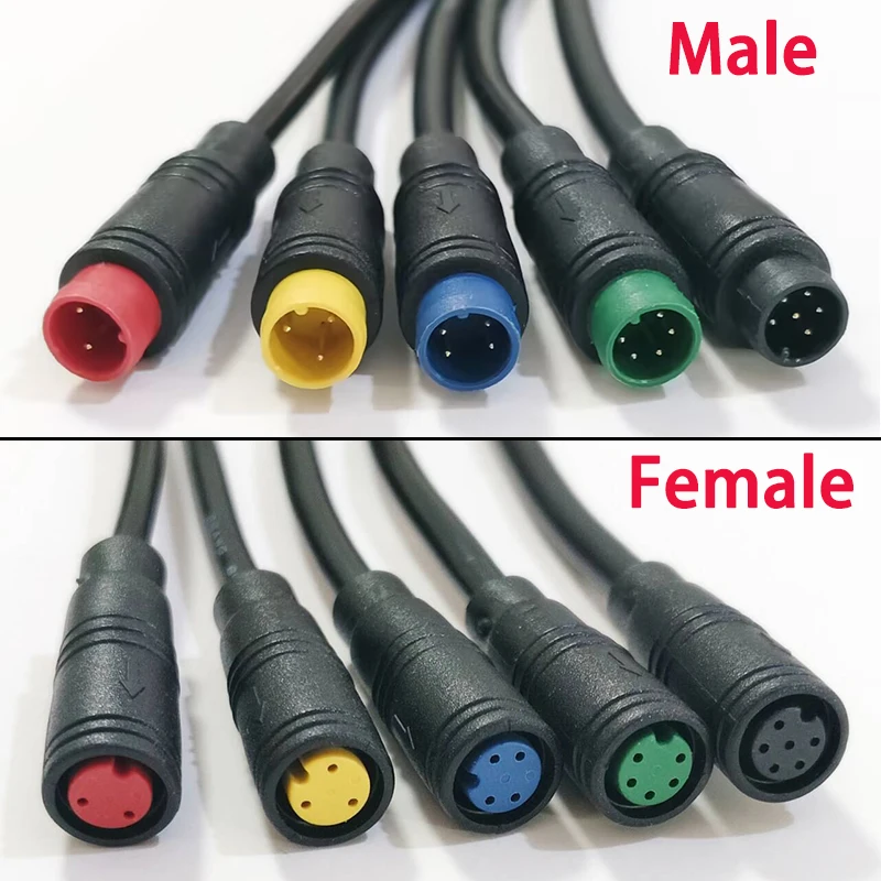 1PC M6 M8 2/3/4/5/6Pin 남성-여성 방수 항공 커넥터 케이블 전기 스쿠터 브레이크 신호 센서 연장 코드 1M