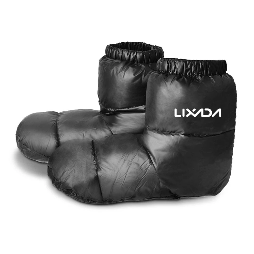 Camping Down Slippers Winter Down Booties Ultralight Water Resistant Outdoor Warm Socks Slippers for Camping Hiking Indoor